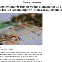 Las operaciones de private equity aumentaron un 13% hasta las 122 con un importe de ms de 8.000 millones